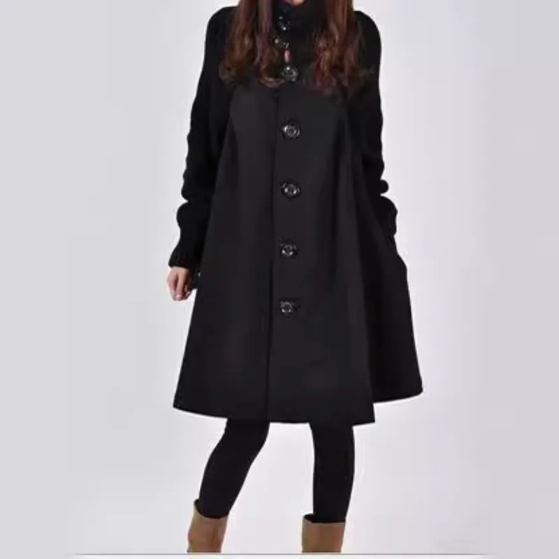 

New autumn and Outerwear winter Korean-style plus-size women's clothing mid-length loose woolen overcoat cape woolen trench coat