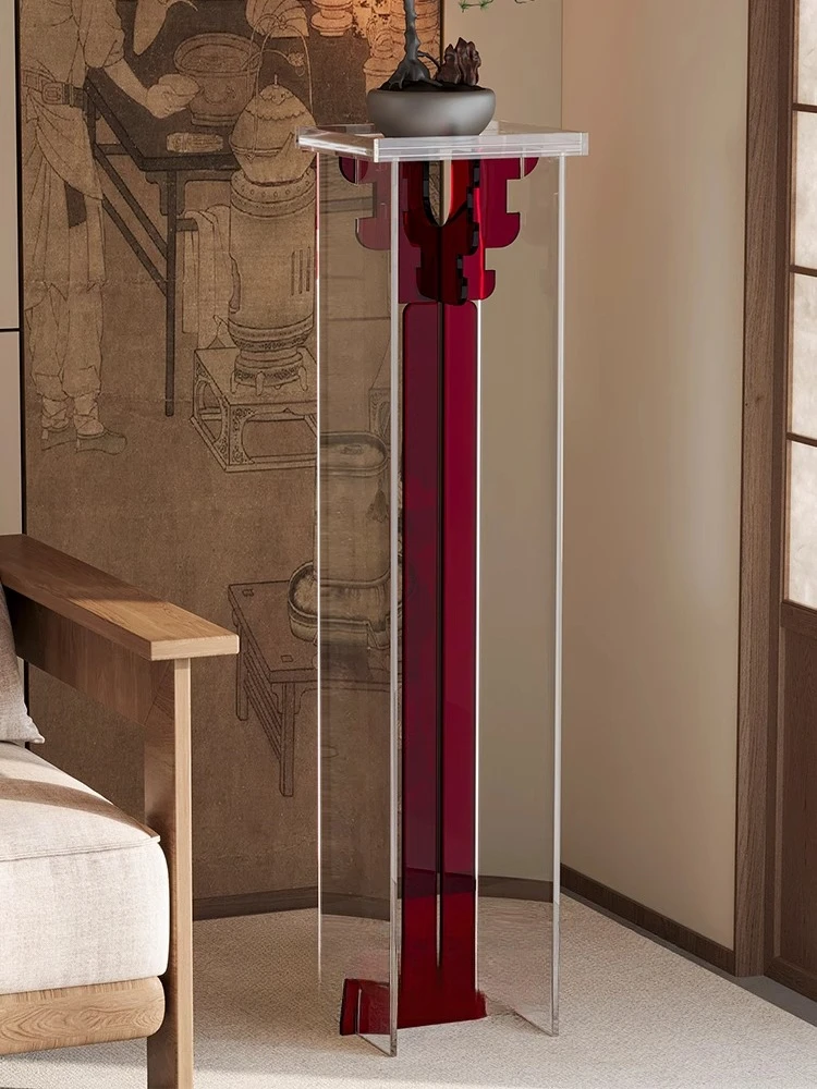 

Acrylic flower stand red Chinese flower pot bracket flower corner living room
