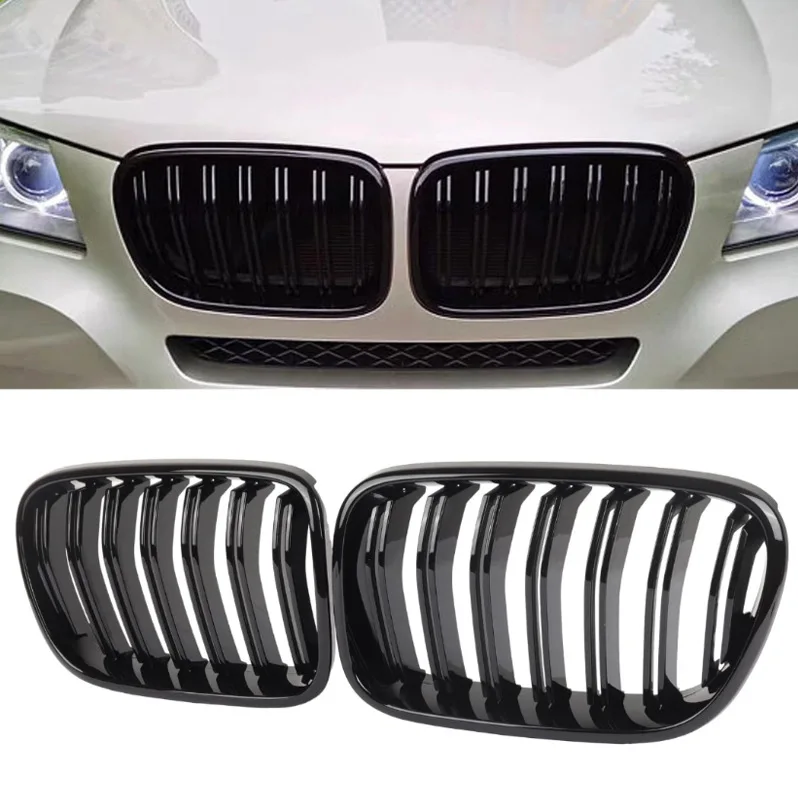 Двойная решетка радиатора ABS (черная) для BMW X3 F25 до LCI 2011-2013, замена переднего бампера, аксессуар для тюнинга автомобиля