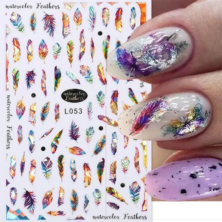 3D Eye Mushroom Nail Sticker Laser Shining Adhesive Stickers for Nails Lip Flowers Nail Art Decoration Aurora Silver Design