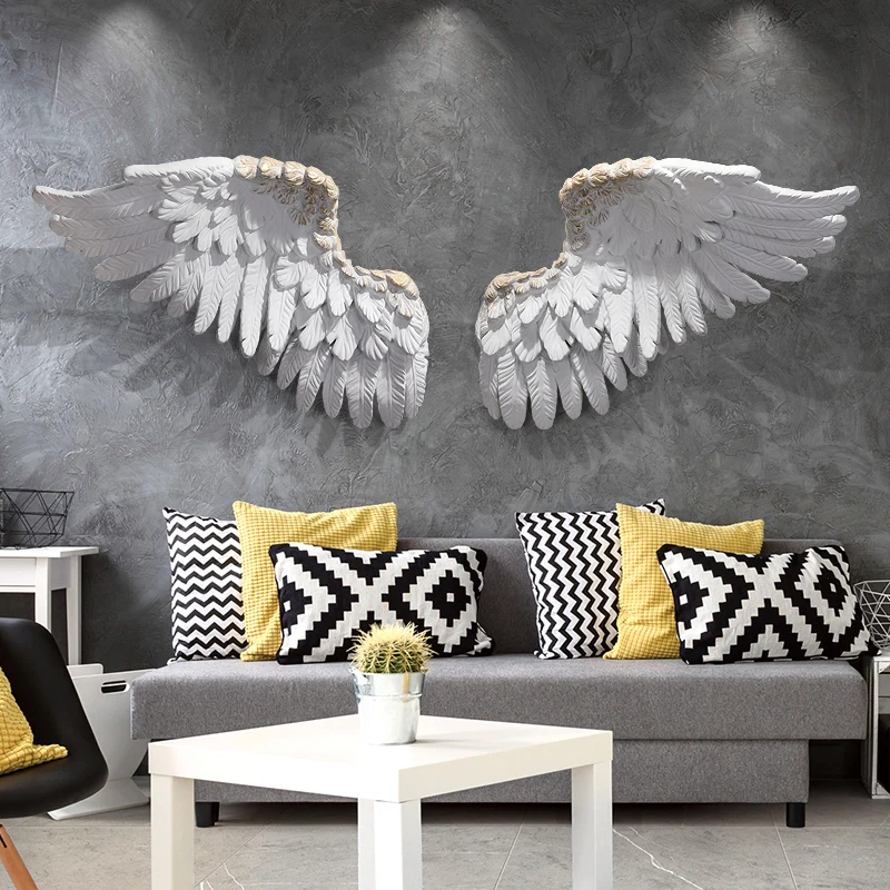 Large Feather Angel Wings for Wall Decoration, Luxury Statue, TV Background, Restaurant, Bedroom, Home Decor