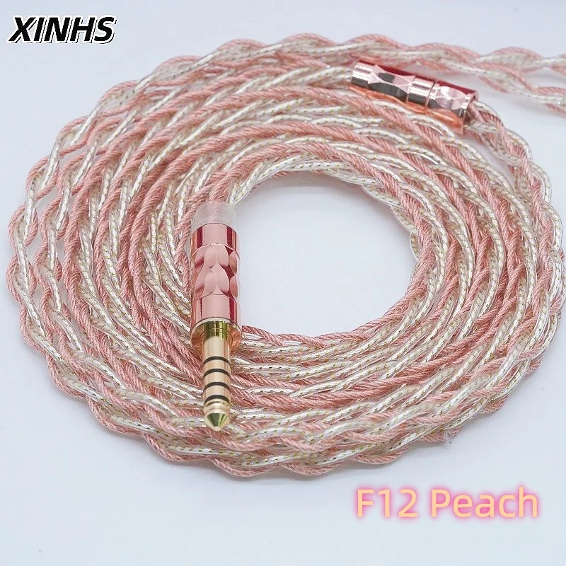 XINHS F12 Peach Gold 8-Core Mixed Braid Gold Foil & Copper Headphone Upgrade Cable IE900/MMCX