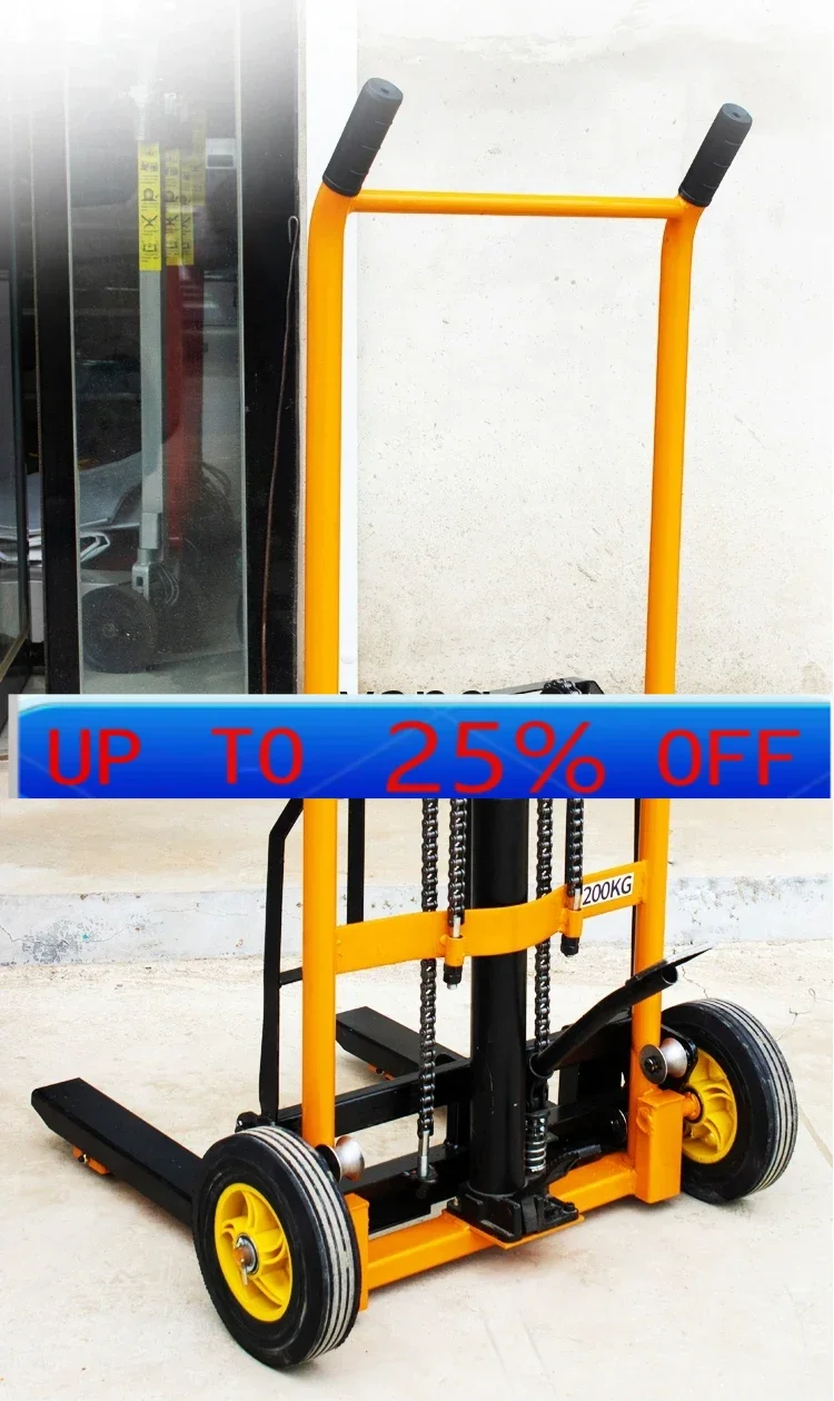 YJQ   Manual Mini Forklift Household Small Hydraulic Elevator Hand Push Lift Car Stacking Handling Trucks