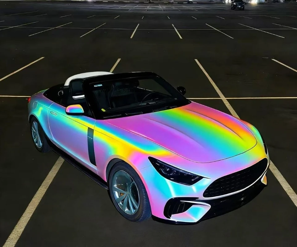 Colorful Prism Color Change Rainbow Car Wrap Film 1.52x17m Dry Install No Bubbles TPU Vinyl for Car Body UV Protection Anti