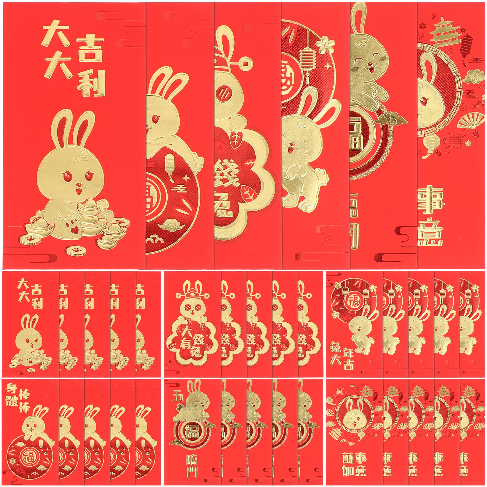 30 шт. милые красные конверты китайский фестиваль декоративные благоприятный дизайн процветание благословения весенний фестиваль держатель для денег