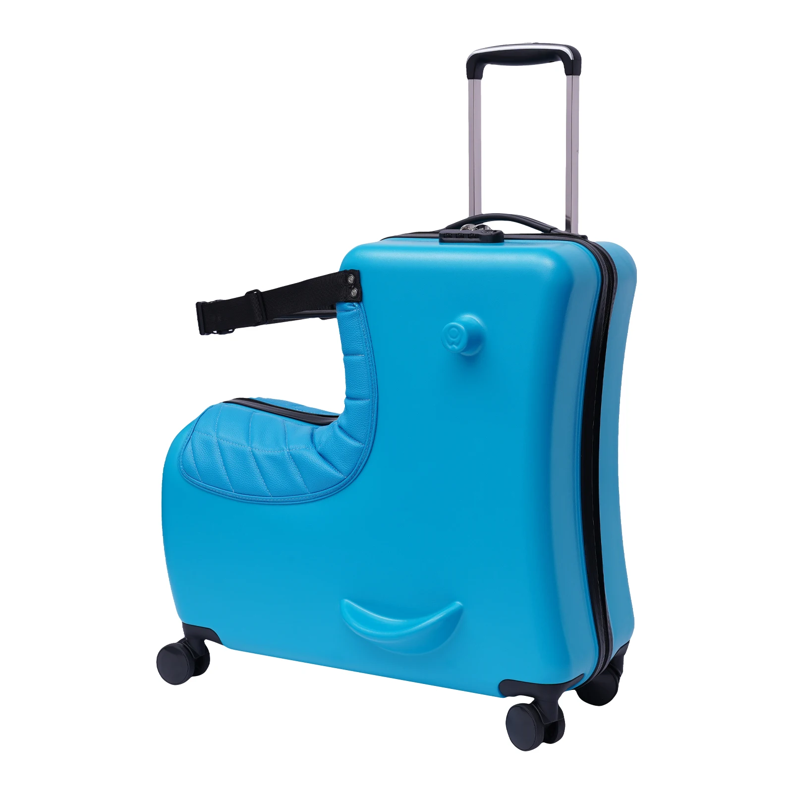 24" Blue Suitcase - Ride-On Luggage with Combination Lock and Stable Storage