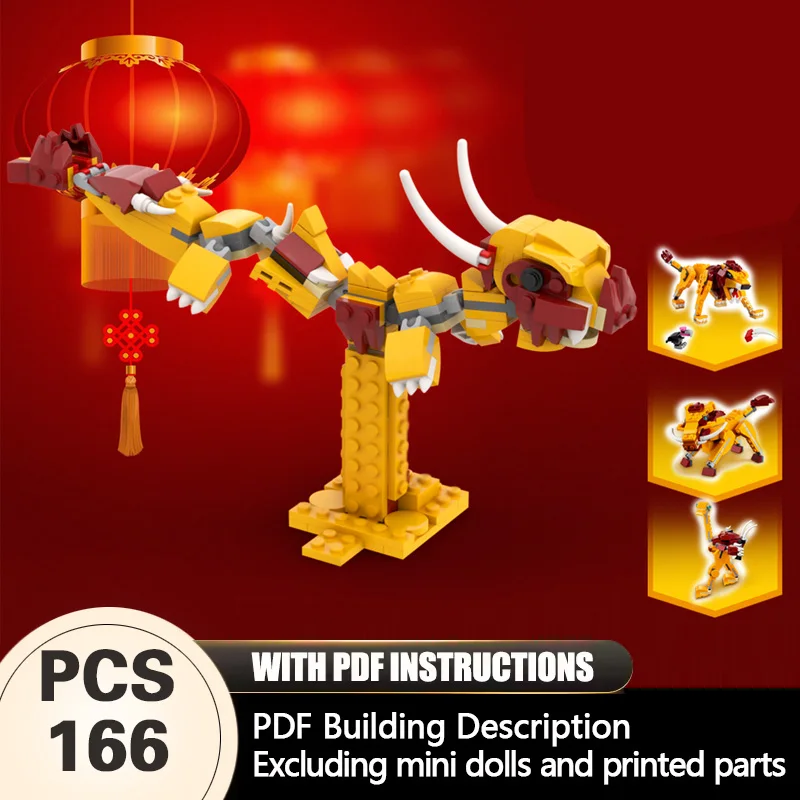 

Creators Animal Series Model MOC Building Bricks Festival Dragon Modular Technology Gifts Holiday Assemble Children Toys Suit