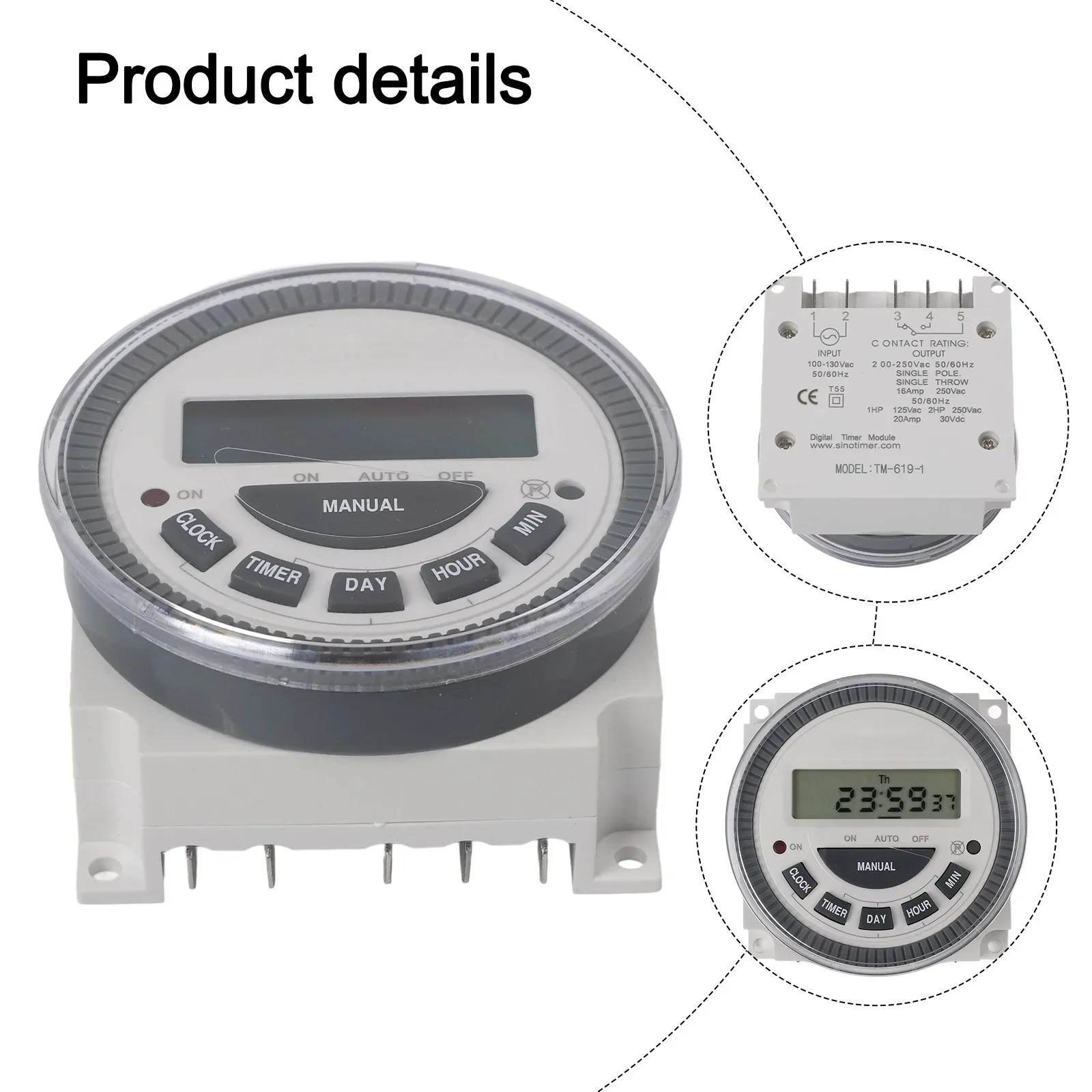 TM619 time control switch 7-day programmable and cyclic timing intelligent time controller 1 normally open and 1 normally closed