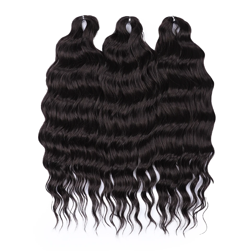 FASHION IDOL Anna Hair Synthetic Loose Deep Wave Braiding Hair Extensions 24 Inch Water Wave Braid Hair Twist Crochet Curly Hair