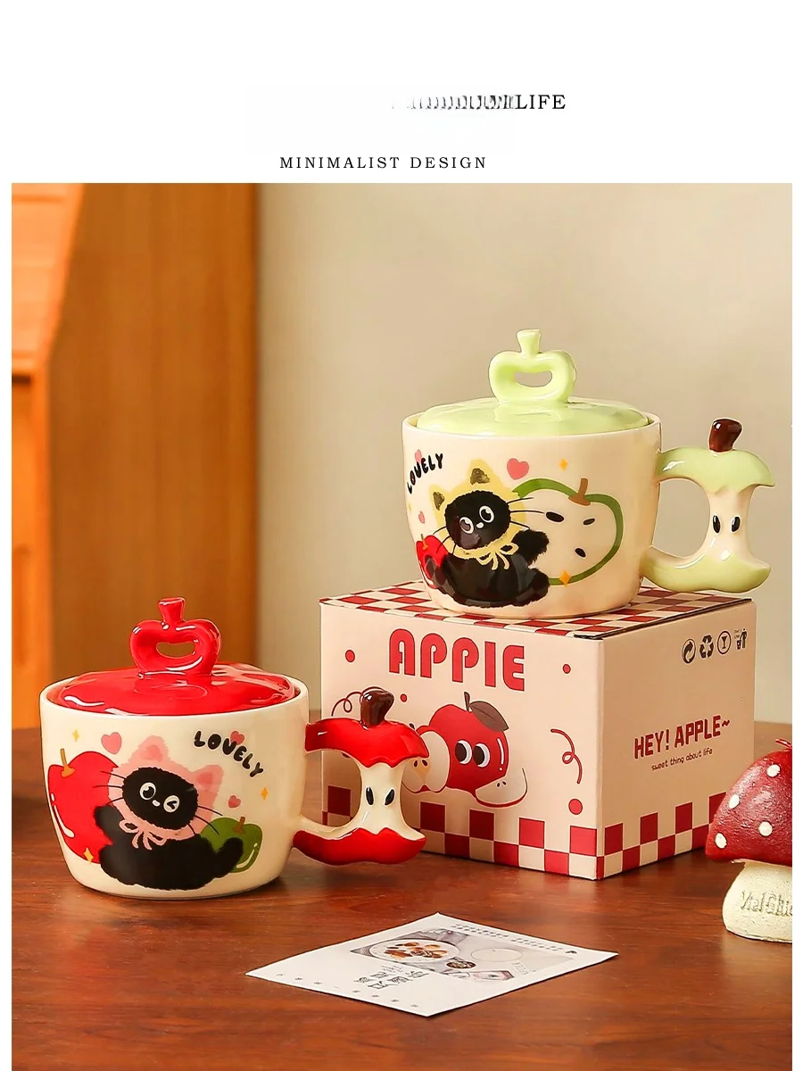 

Tlife Cerc Themed Head Mugs with Lids Fruit Coffee Breakfast Cup Gift 450ml Capaci Cartoon Animation Design