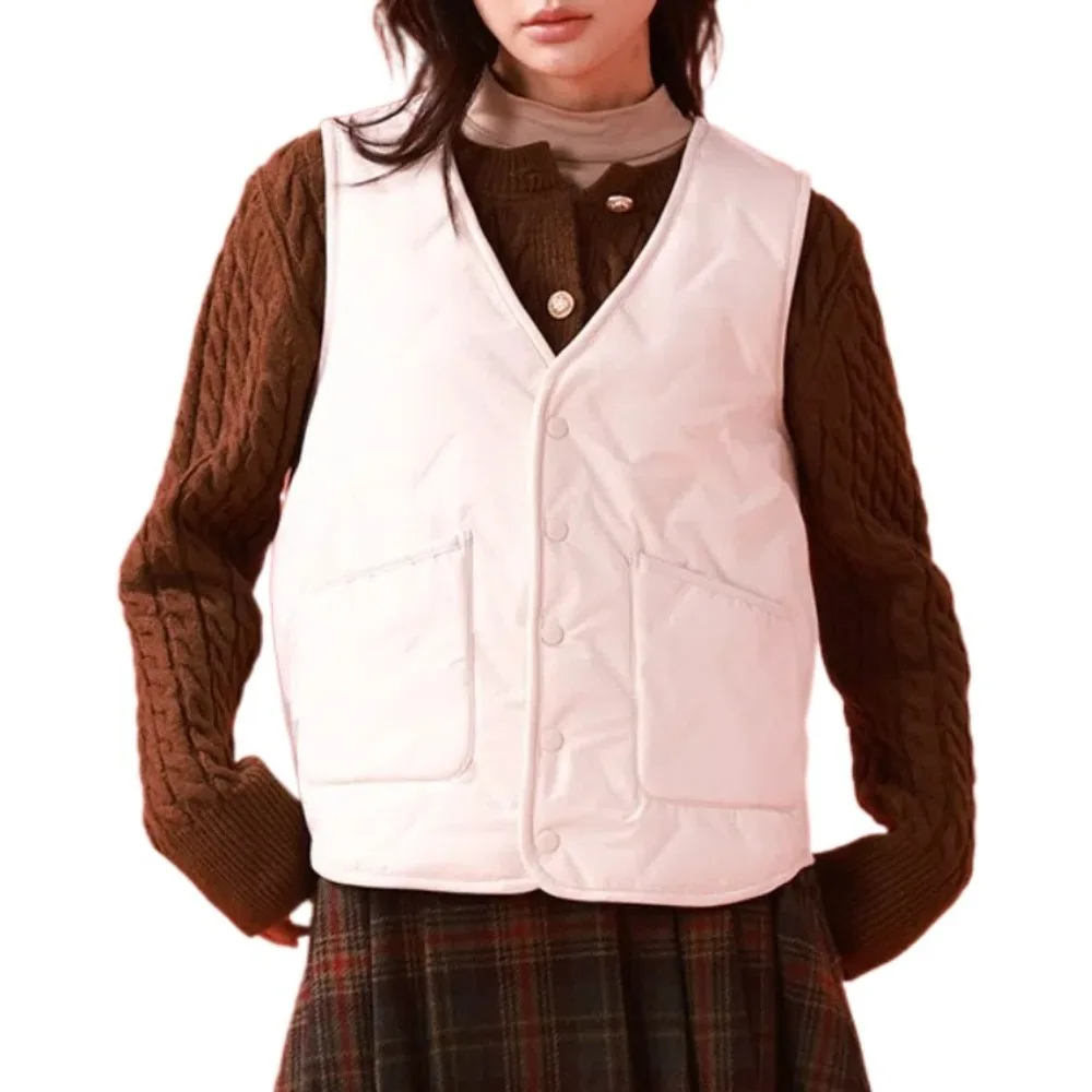 

Повседневный укороченный жилет большого размера для женщин с карманами, термомужское пальто без рукавов, универсальные толстые шерстяные куртки-джемперы унисекс