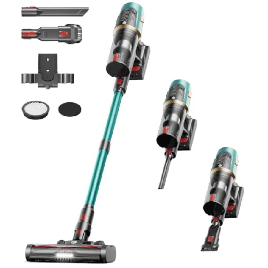 

Беспроводной пылесос с улучшенной мощностью 580 Вт/48 кПа/65 минут работы, вертикальный пылесос для дома с LED-дисплеем, легкий и компактный