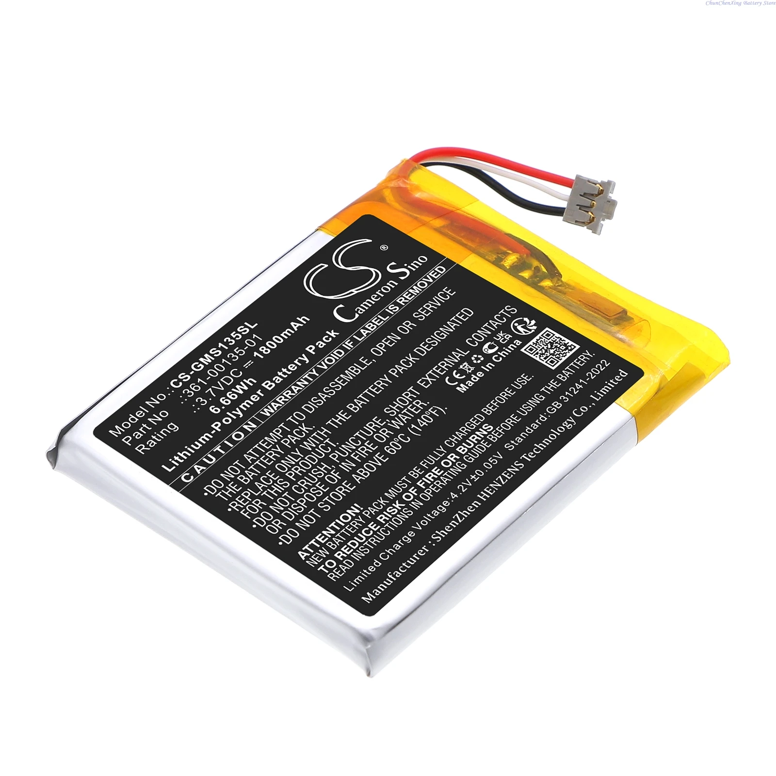 Replacement 3.7V 1800mAh  GPS, Navigator Battery 361-00135-01 for Garmin EDGE 1040, inReach Messenger