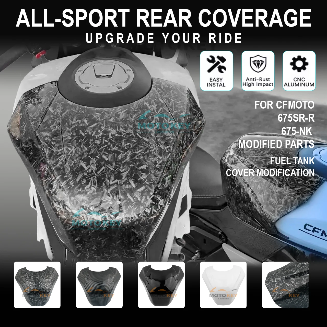 For CFMOTO 675SR-R 675 SR 675SR Motorcycle Carbon Fiber Fuel Gas Tank Cover Guard Protector