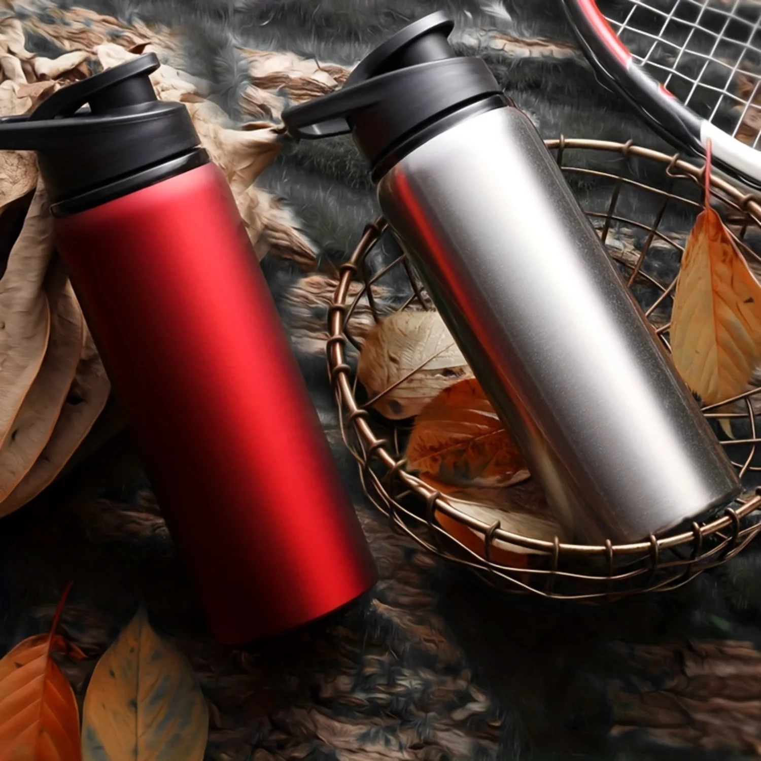 Stainless Steel Water Bottle, Shatterproof, PVC Free, Freezer Safe, Round Shape, Cycling Sports, Direct Drink Outdoor Cold Cup.