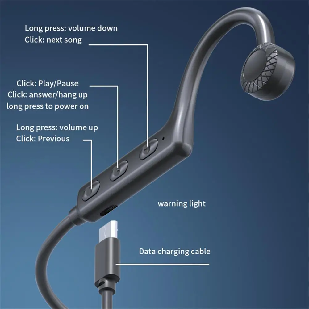 Ks19 TWS Bone Conduction Earphone, fones de ouvido sem fio Bluetooth, Neckband Sports Headset, fone de ouvido auditivo, mãos livres com microfone