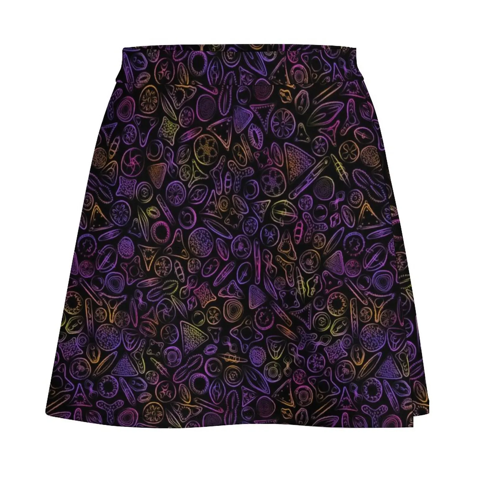 Diatoms in Purple Gold and Orange Mini Skirt skirt skirt Women's skirts for womens Mini