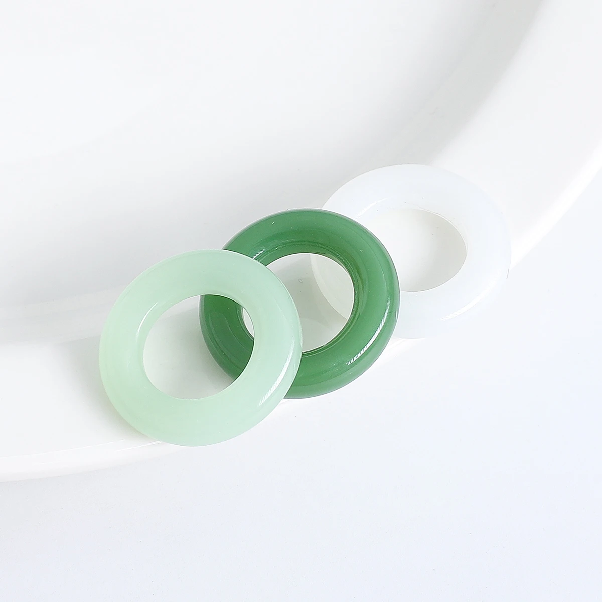 5pcs/bag Glass Circular Beads With Big Hole 16/20/25mm Green Color Loose Spacer Beads Handmade DIY Making Necklace Accessories