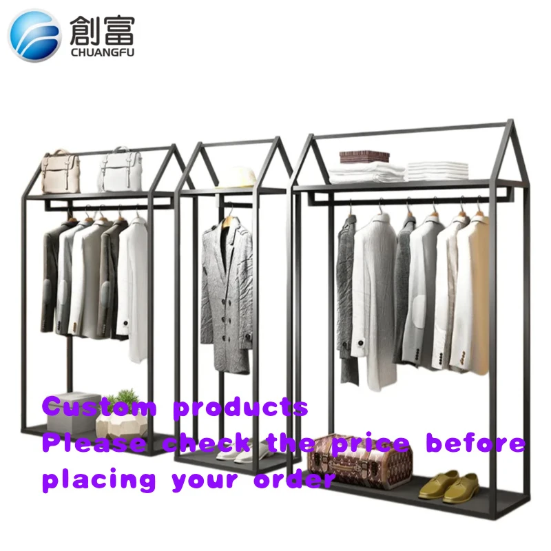 custom.Floor Standing Men's Clothing Display Stand Custom Polished Stainless Steel Garment Rack Bright Plating Powder Coati