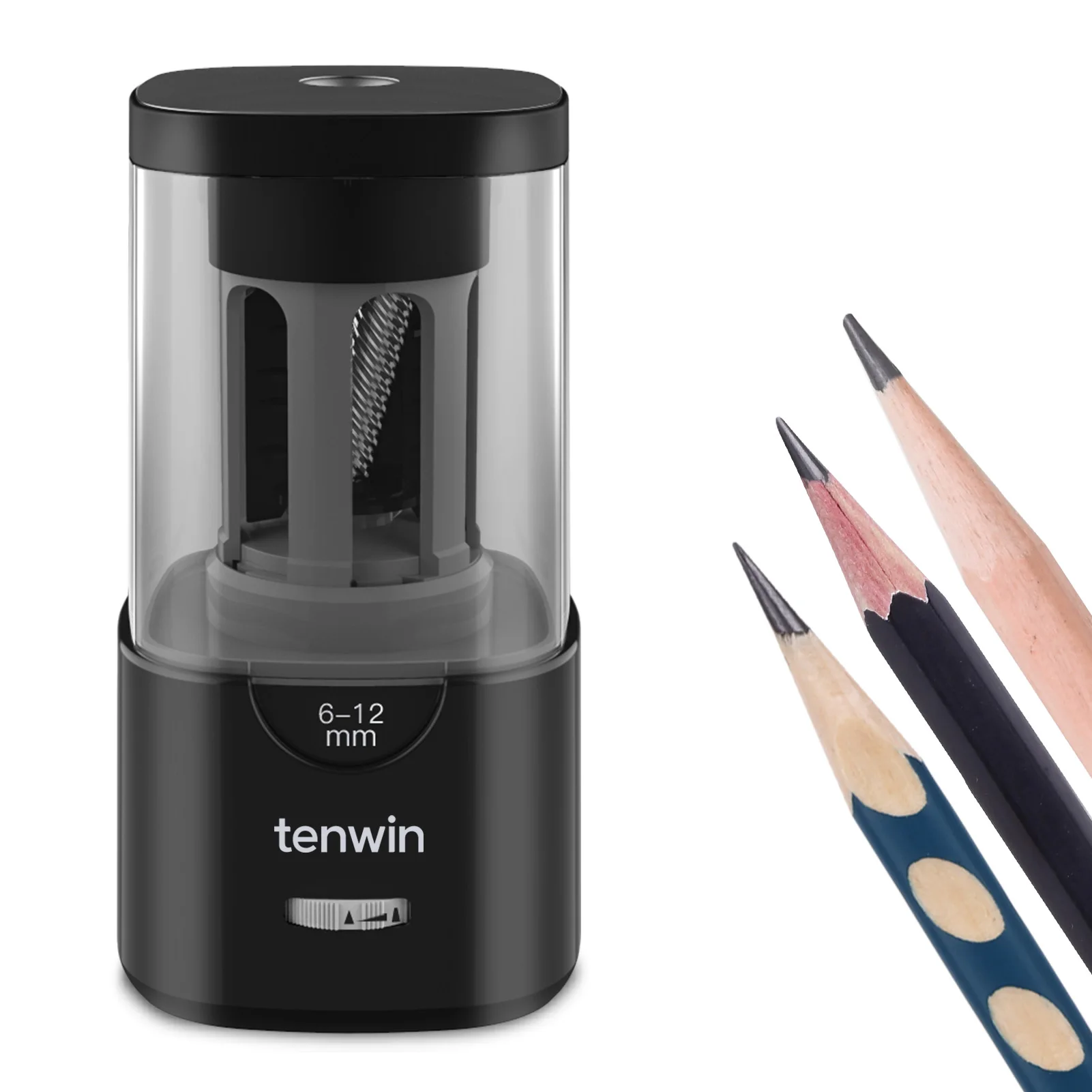 

Tenwin 6-12mm Pencil Electric Sharpener Auto-Stop Large Sharpen Stationery School Office Supplies Mechanical Sharpener Kids Gift