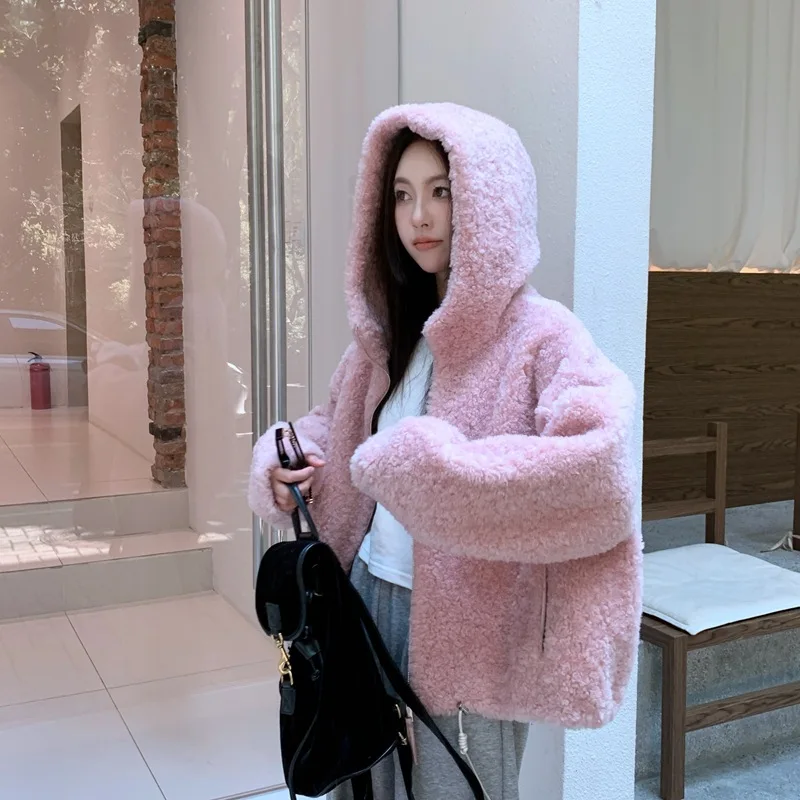

Hooded Lamb One-piece Coat for Women in Autumn and Winter 2025, New Sheep Shearing Coat and Fur