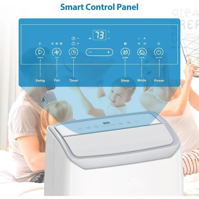 14000Btu Portable Air Conditioner Cools up to 750 Sq.Ft, 3-in-1 Quiet Portable AC Unit with Remote Control & Installation Kits