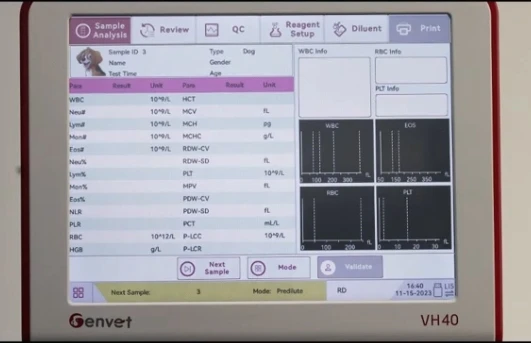 4-Part Touch Screen  Automated Blood Veterinary Hematology Analyzer VH40 /WBC, EOS, RBC, PLT Histograms Vet Hematology Analyzer