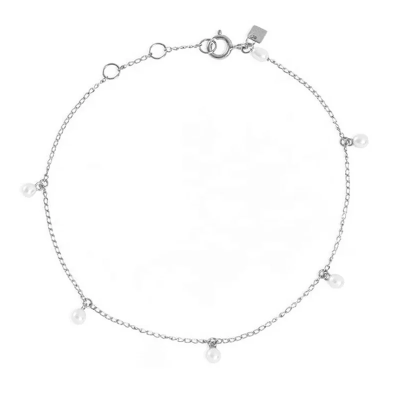 Milskye-pulsera elegante de Plata de Ley 925 chapada en oro de 14k para mujer, abalorio de perlas delicadas de agua dulce