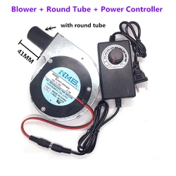 New BL4447-04W-B49 12V 2A 11028 BBQ Grill Metal Turbo Blower with Duct Adjustable Speed Adapter Wood Stove High Air Volume Fan