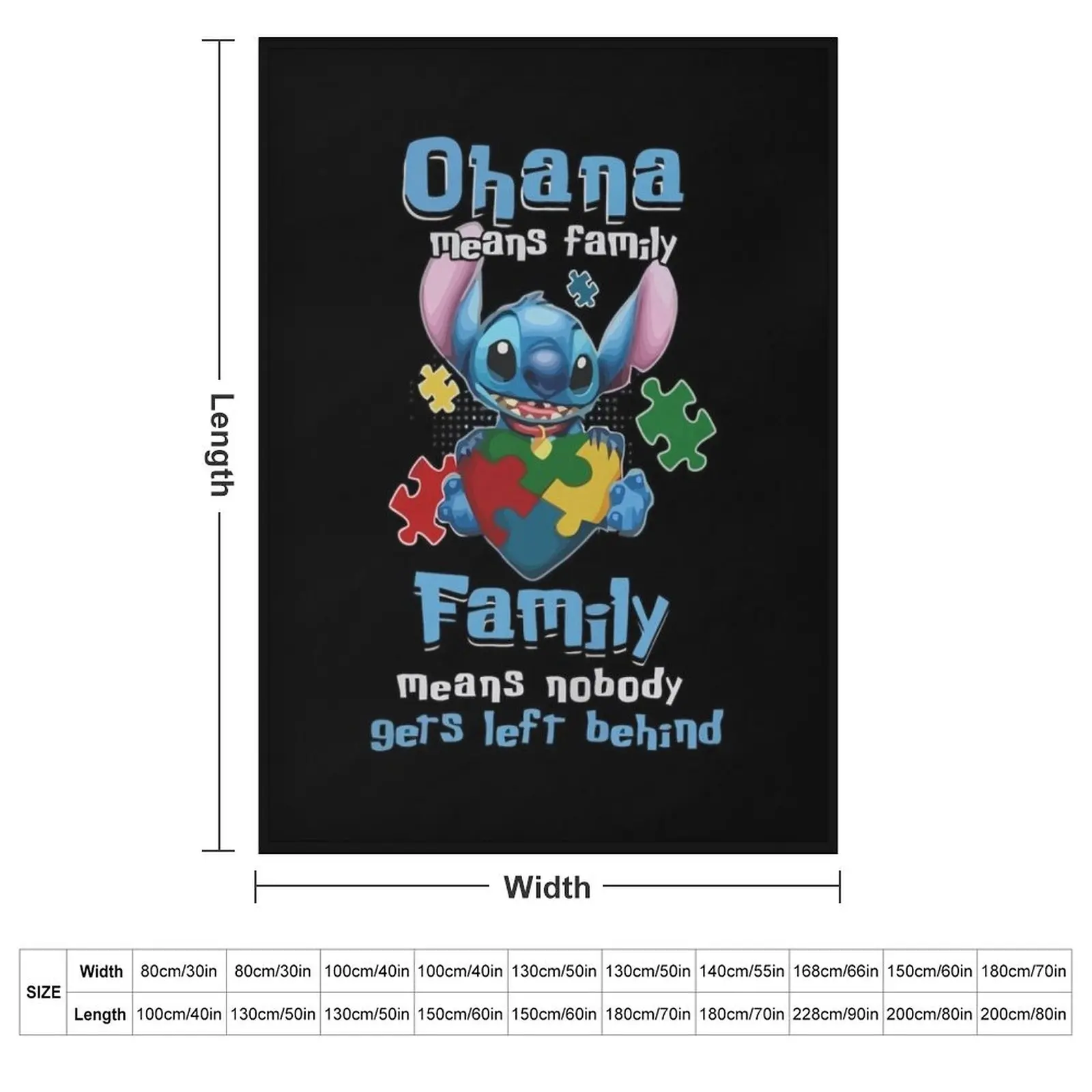 Ohana Stitch Family Gifts For Fans, For Men and Women, Gift Halloween Day, Thanksgiving, Christmas Day Throw Blanket