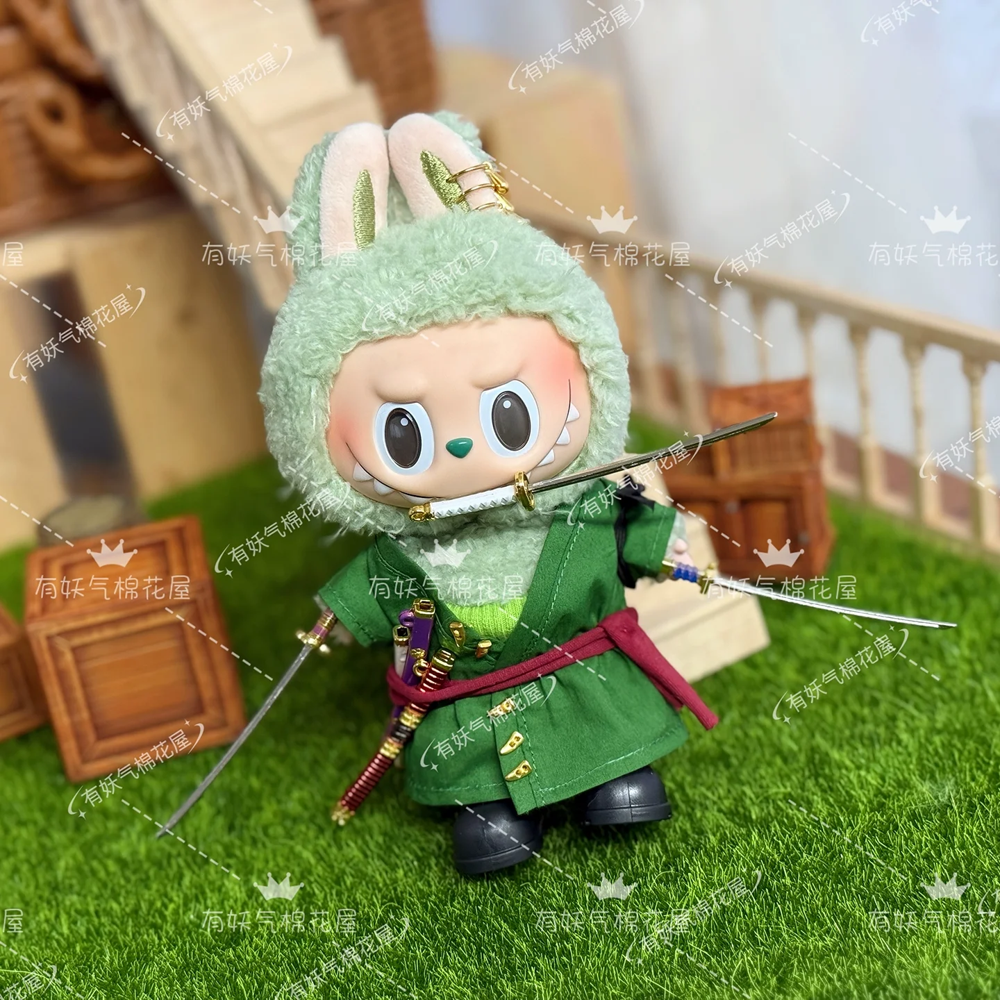 

Одежда для кукол Labubu, одежда для команды призраков, периферийная одежда Rabubu, 17 см, одежда для сидячих вечеринок, одежда Tanjiro с мечами