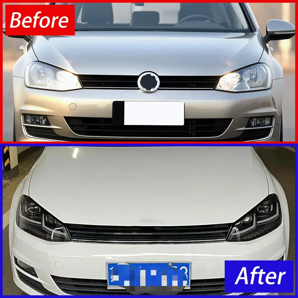 

Для Golf 7 Mk7 2013-2017 автомобильный передний фонарь в сборе, обновленный светодиодный три линзы проектора, автофара, аксессуары с высокой конфигурацией