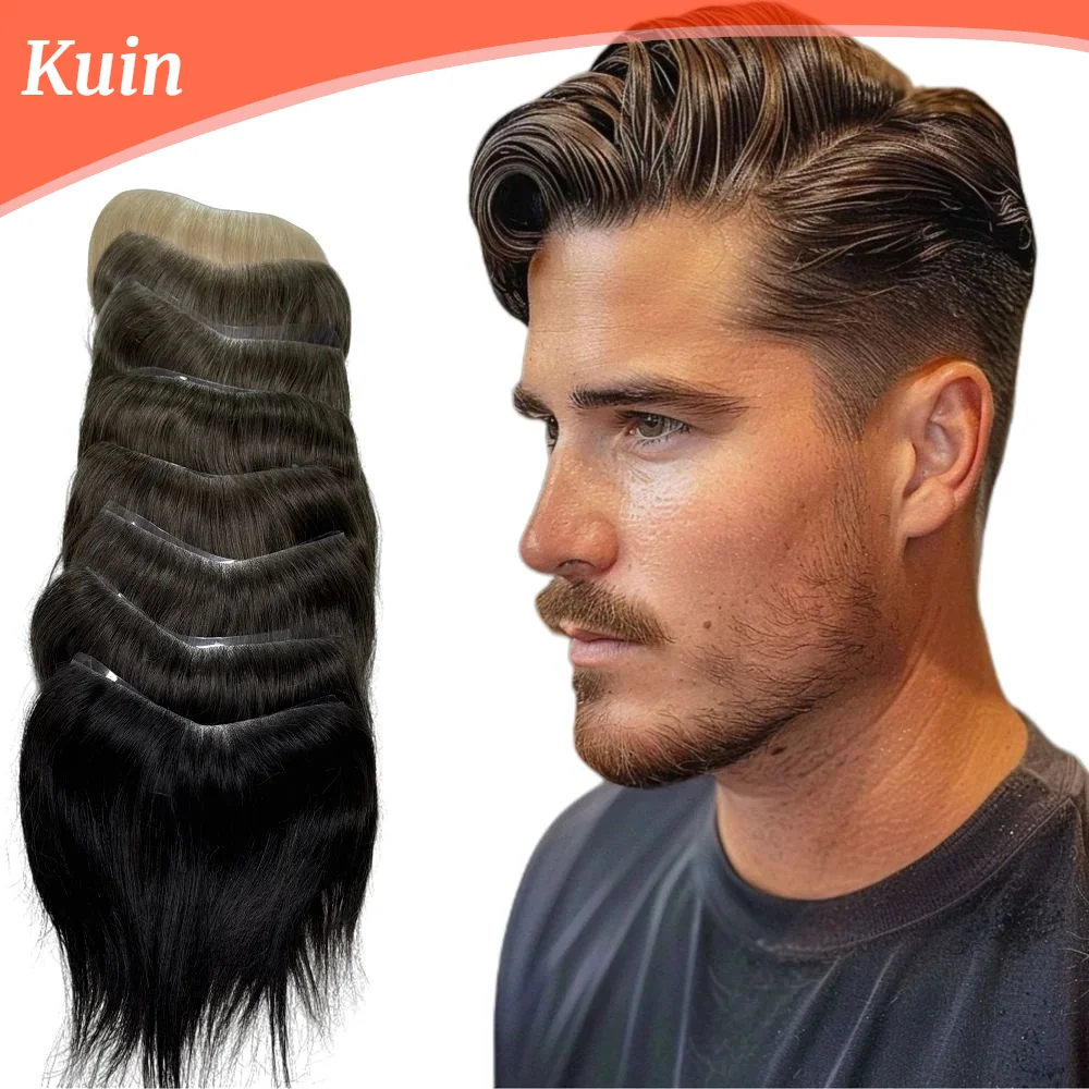 

Human Hair Wigs PU Toupee V Style Frontal Hairline Hairpiece For Men Capillary Prosthesis Straight Men's Hair Replacement System