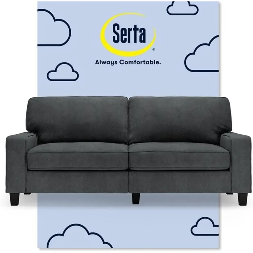 

Charcoal Polyester 78 Track Arm Sofa with Removable Covers, Compact Design for Living Room or Home Office