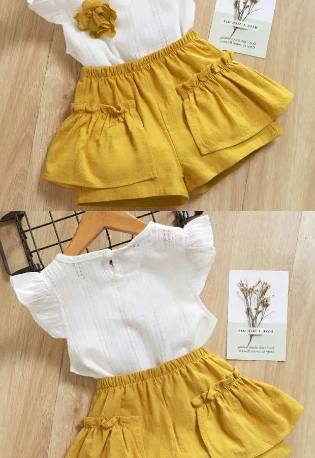 Kid Baby Girls Clothes Sets Summer Sleeveless Tops Shorts Fashion Lovely Clothing