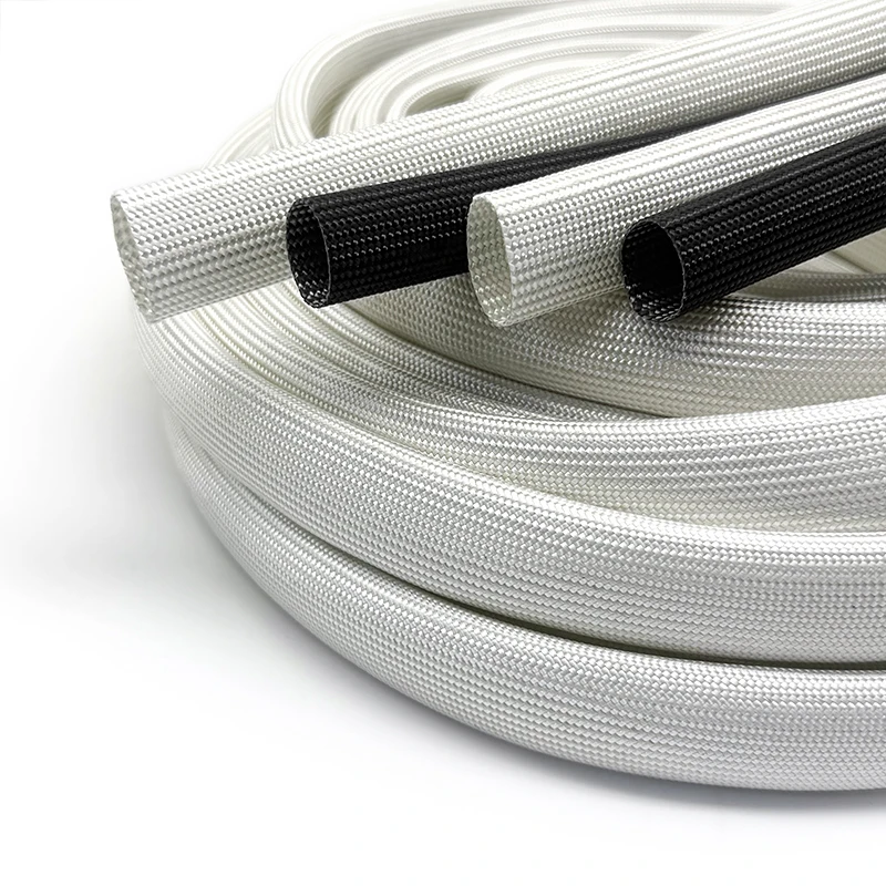 ID1 ~ 12 مللي متر أنبوب الألياف الزجاجية HTG كابل كم 600 درجة مئوية ارتفاع درجة الحرارة الكيميائية أنبوب من الألياف الزجاجية العزل خرطوم كابل حامي