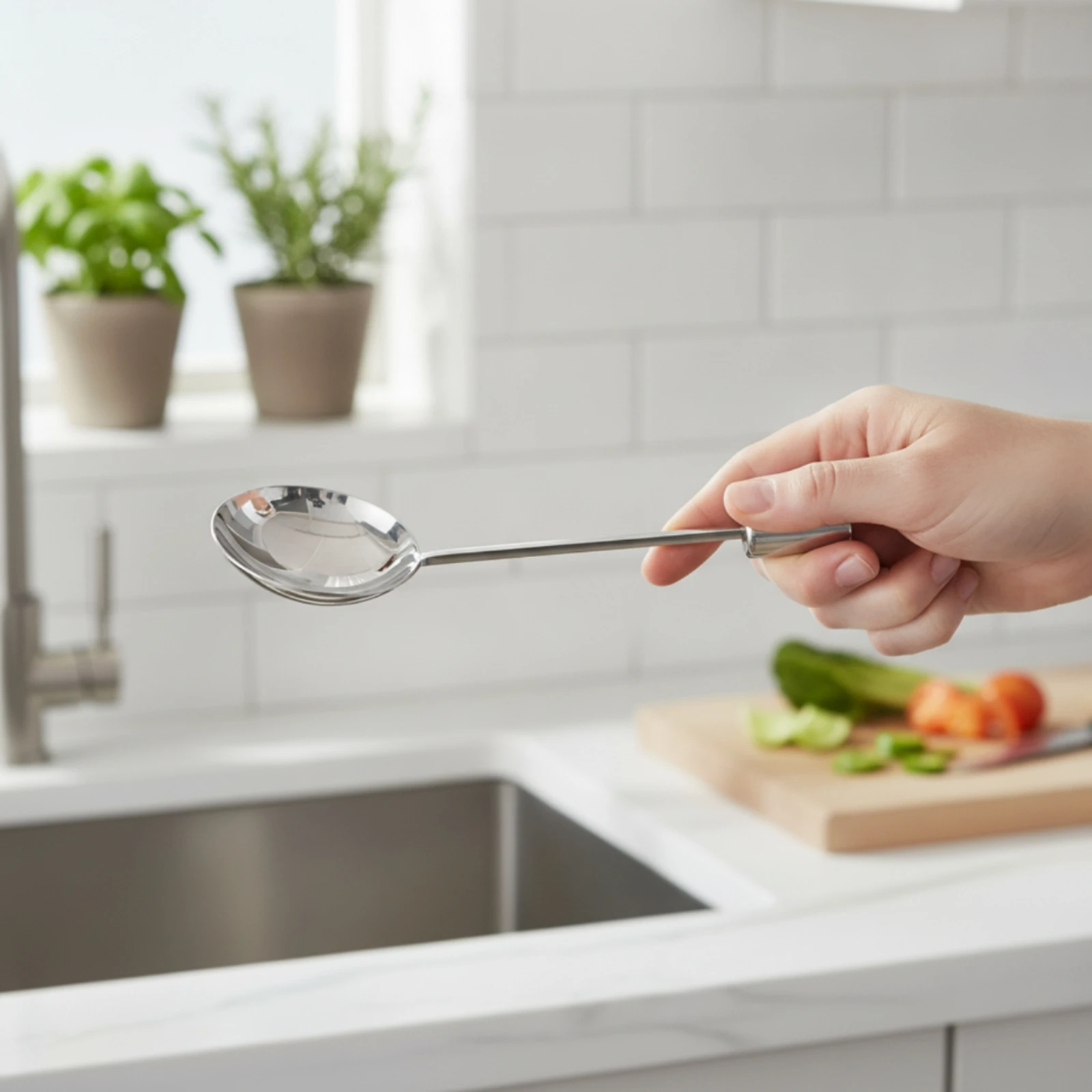 Stainless Steel Spoon Smooth Spoon with Oval Bowl Minimalist Stylish for Table Setting, Coffee Service