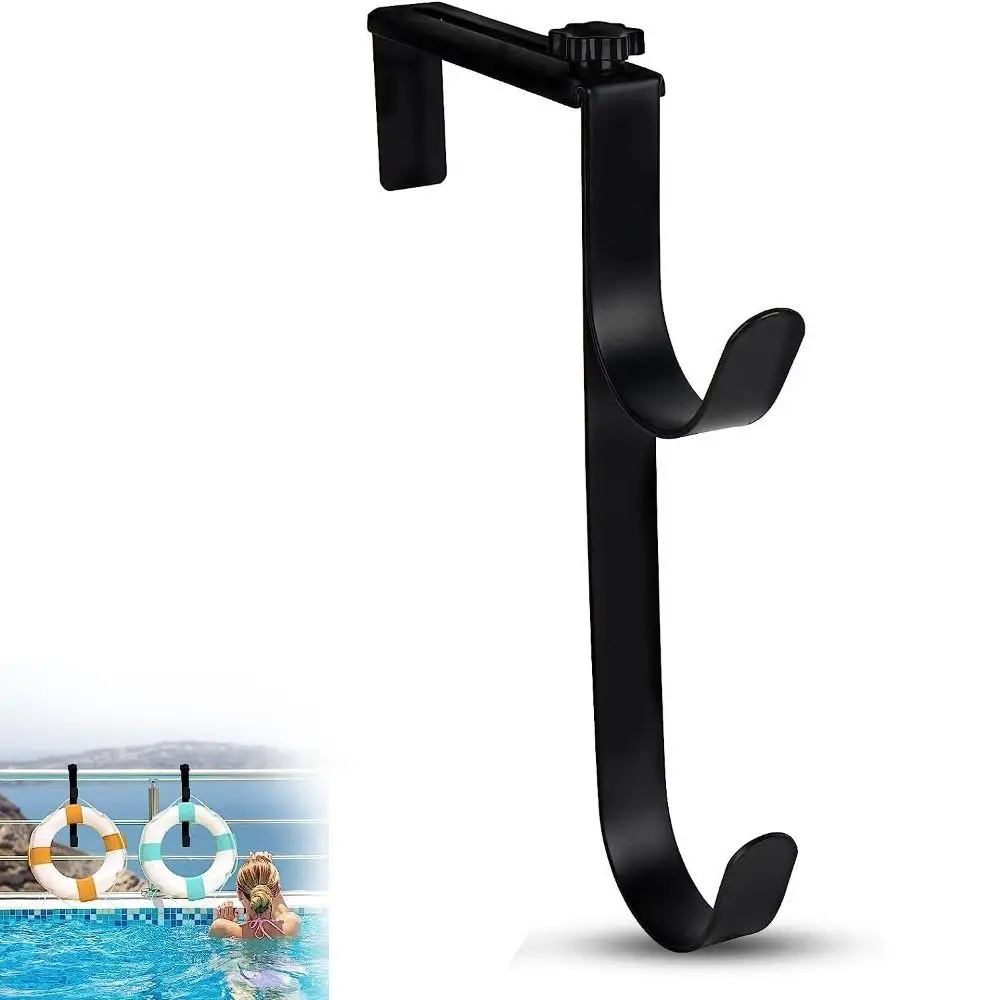 

Durable Metal Pool Fence Hook Heavy Duty Double Hook Pool Pole Hanger Pool Tool Organizer Swimming Pool Deck Accessories