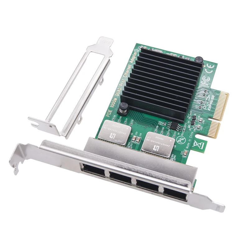 4Port Network Card I350-T4V2 I350AM4 Chip PCI Express X4 to Quad RJ45 NIC 10/100/1000Mb Gigabit Ethernet Lan Card for PC Desktop