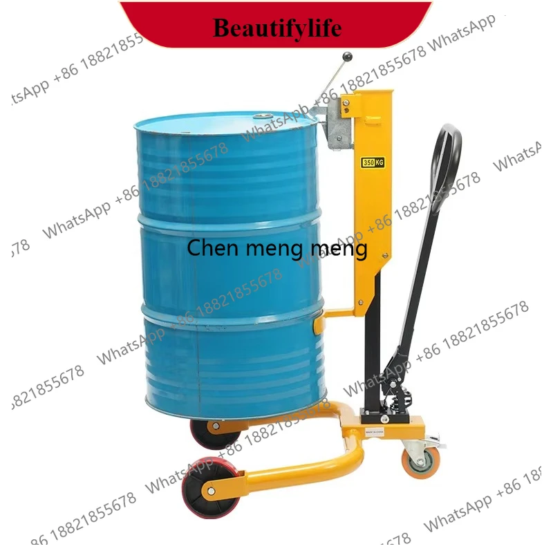 z189 200L Manual Hydraulic Oil Drum Handler 170KG Load Industrial-Grade Barrel Transport Tool  Labor-Saving Oil Drum Pull Cart