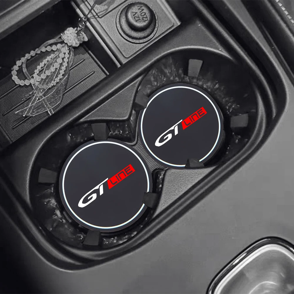 2Pcs Car Coaster Water Cup Bottle Holder Anti-slip Pad Mat Silica Gel Bottle Holder Pad For Peugeot GTLINE 307 5008 4008 308 208