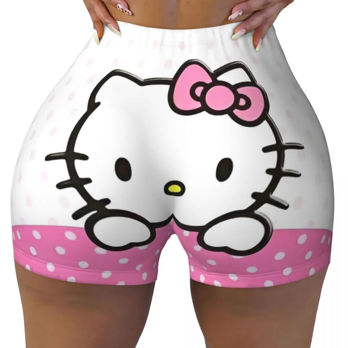 Hello Kitty Graphic Quick Dried Yoga Short Women's Sports Fitness Workout Gym Pants Tights