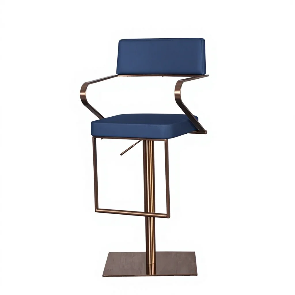 

vbScandinavian Modern Stainless Steel Adjustable Height Bar Stool Leather Seat Durable Steady Comfortable Design Commercial Bar*