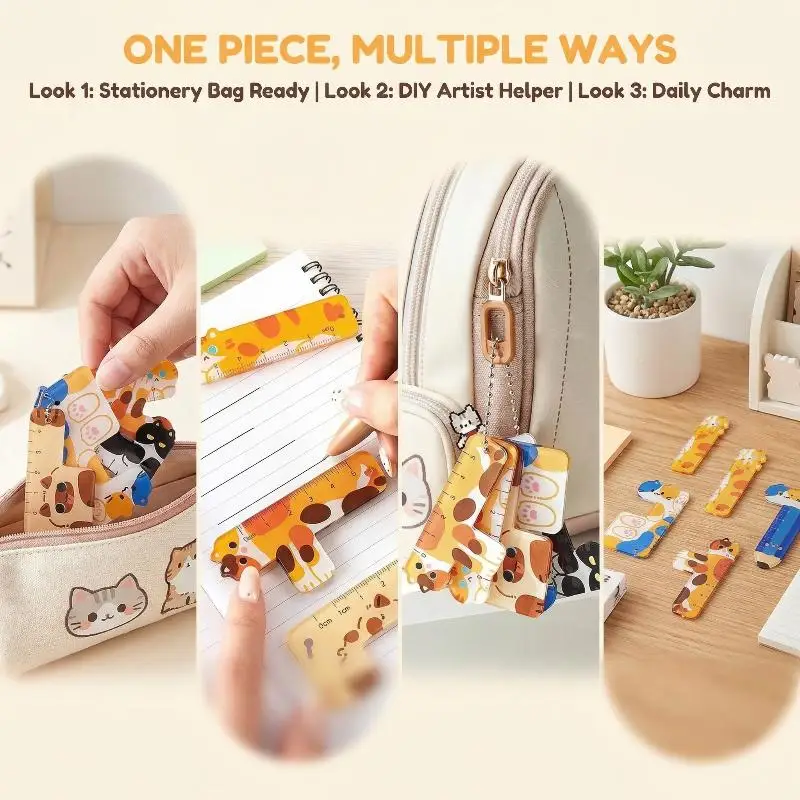 Palm Cartoon Ruler 5Pcs Mini Straight Rulers Student Stationery Cute Design for School and Classroom Use
