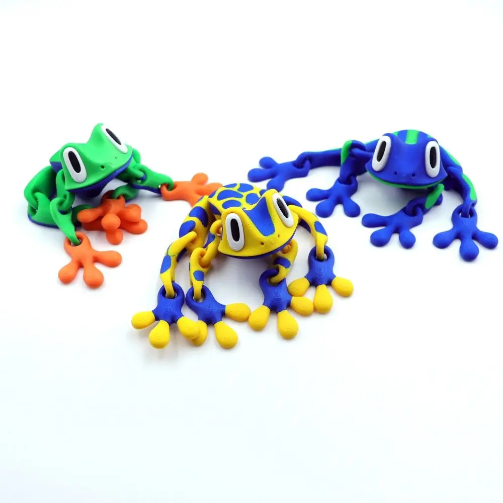 

Movable Joints 3D Printed Frog Model Magnetic Cartoon Frog Sculpture Realistic Handicraft 3D Printed Frog Birthday Gift