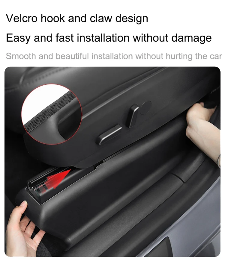 For Tesla Model Y 2021-2023 Under Seat Carpet Protector Seat Slider Full Cover Bottom Anti-kick Pad Dirtyproof TPE Guard Trims