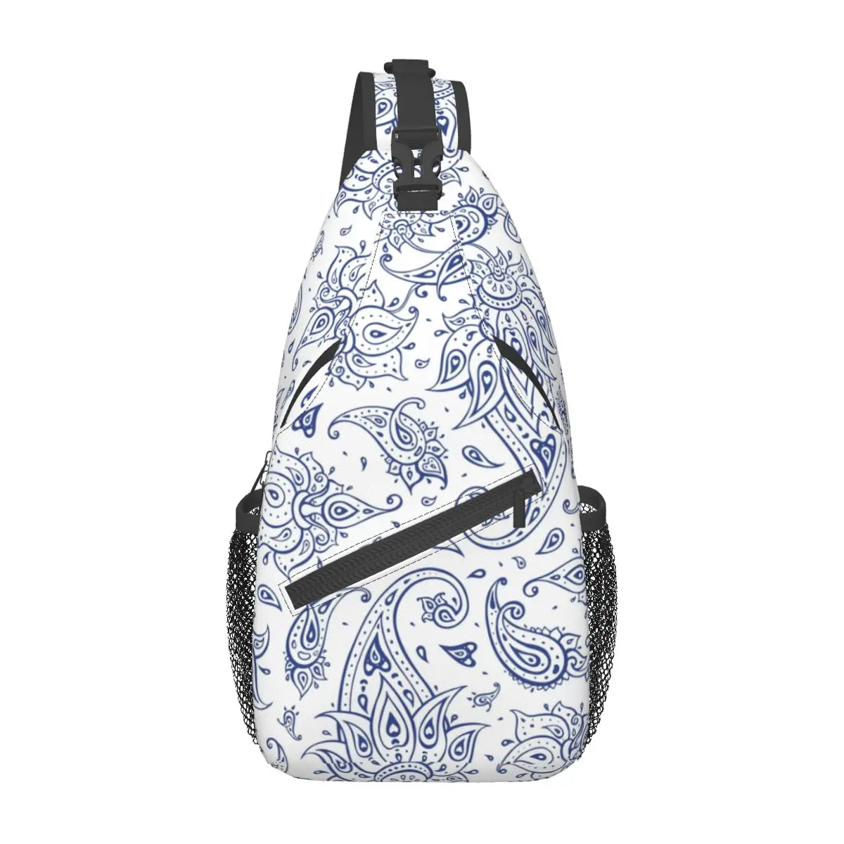 Indigo Paisley-bandolera con estampado Vintage, bolso de pecho, mochila de hombro, mochila de día para senderismo, bolsa de viaje al aire libre