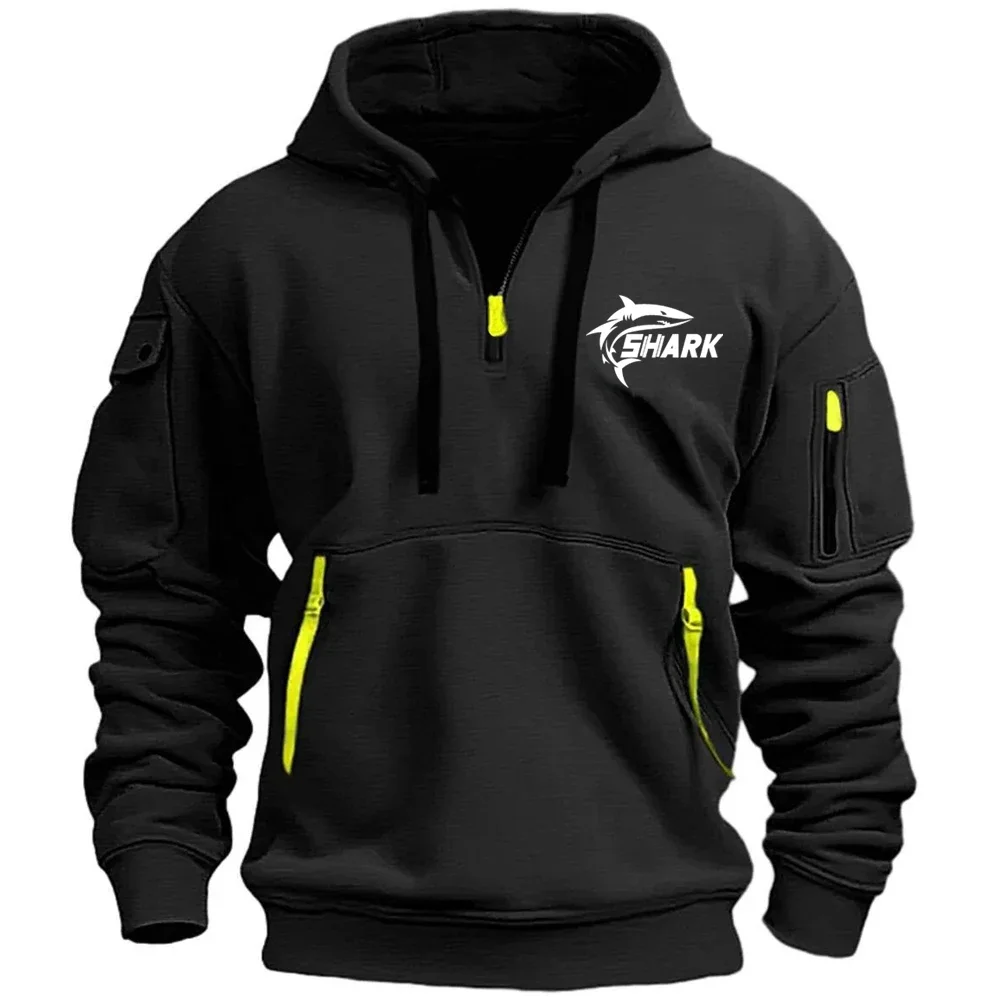 

Men Hoodies Autumn Winter Wear Multi Pocket Zipper Fleece Fashion Tops Hooded Shirt Hoody Loose Oversized Pullover Man Clothing