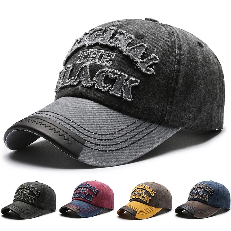 

Men's And Women's Retro Washed Lettered Baseball Caps Curved Brim Duck Tongue Caps Spring And Autumn Outdoor Sports Sun Visors