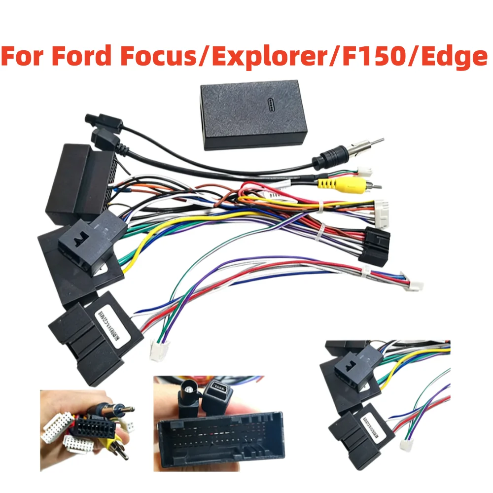Para Ford Focus/Explorer/F150/Edge/Kuga/Fiesta con Cable SYNC, Arnés de Cableado, Caja Canbus, Decodificador, Adaptador, Radio para Auto Android